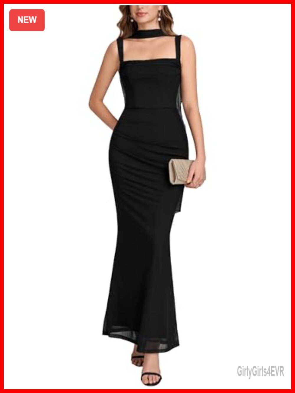 Formal Wedding Guest Dress Mesh Mermaid Gown Sleeveless